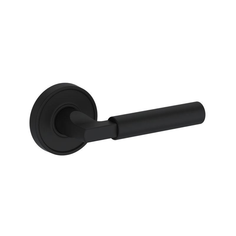 Lake Forest Full Dummy Lever with Recessed Round Rose in Satin Nickel, Matte Black