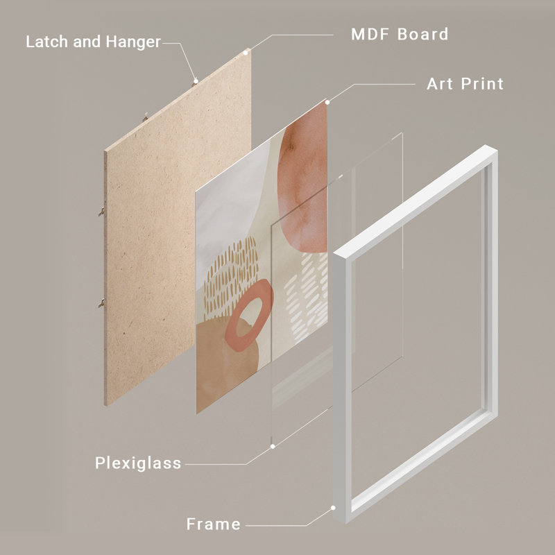 «Modern Abstract Pink Tan, Blanc, H 14 po x l 11 po