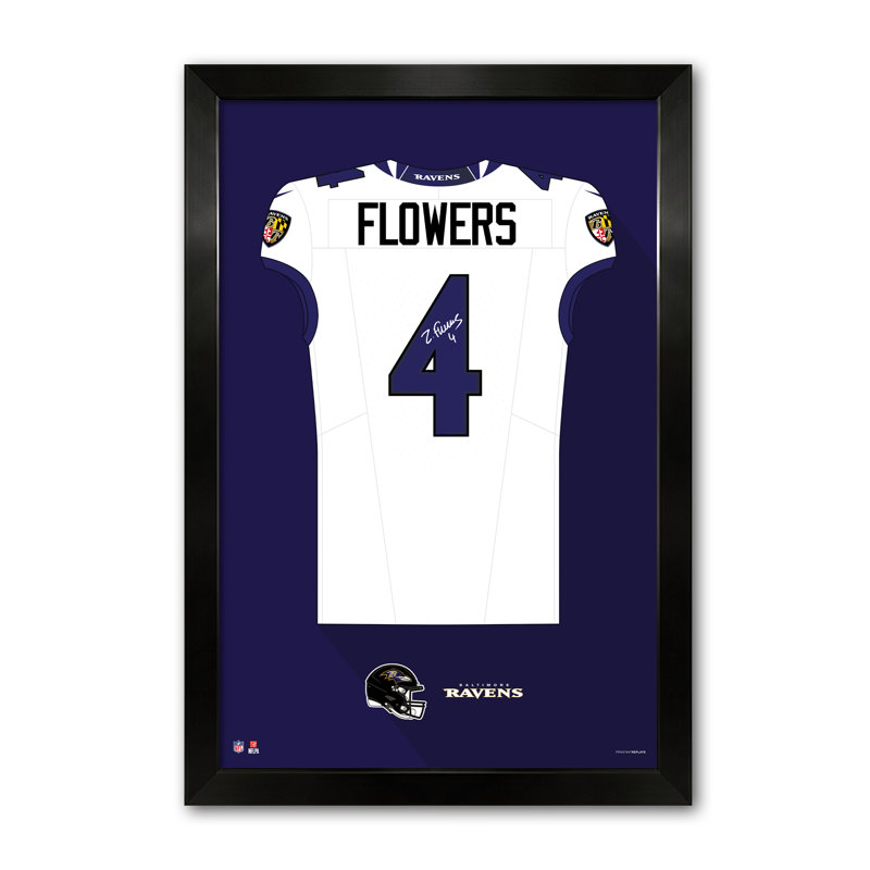 Impression encadrée du maillot des Ravens de Baltimore (NFL-PA) Zay Flowers 4 blanc 27" x 39", NFL Baltimore Ravens White