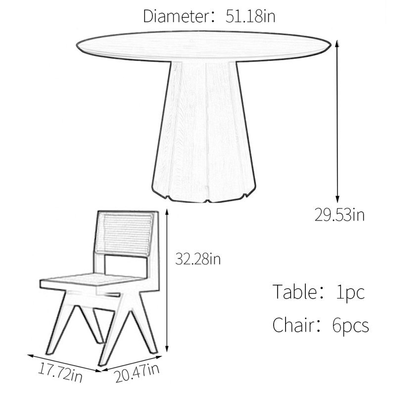Carbonized ash dining table set