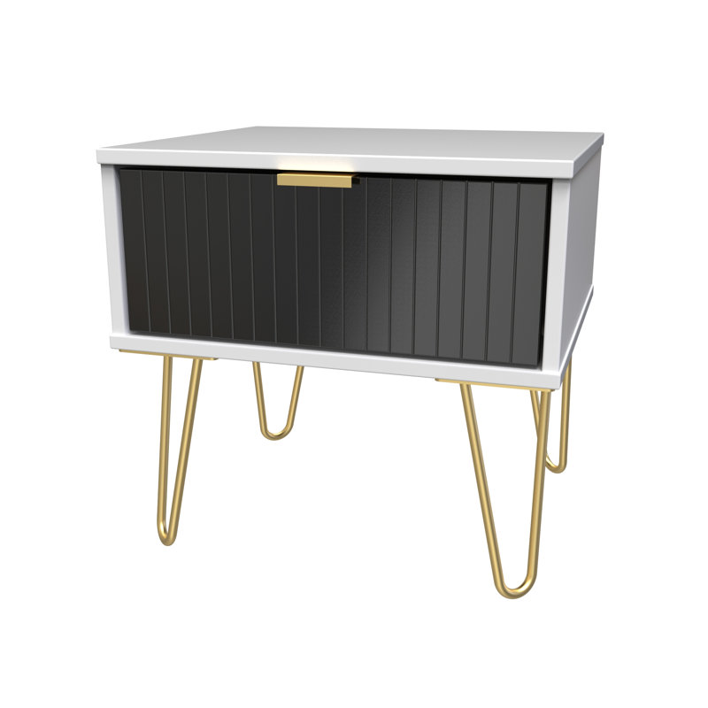 Beranda 45cm W Manufactured Wood Bedside Table, Deep Black/White