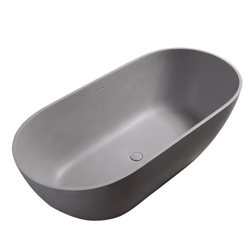 Baignoire d'ingénierie de surface solide de 63 po avec trop-plein et bonde escamotable