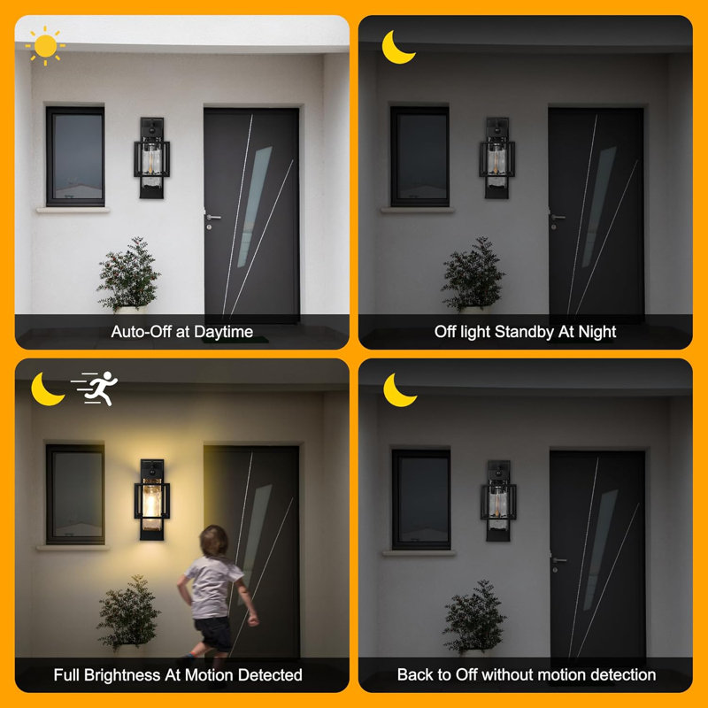 Outdoor Wall Lights 15" Motion Sensor Wall Sconce Waterproof Porch Lighting