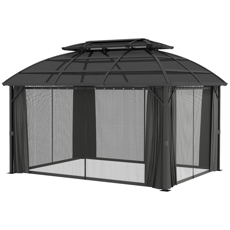 Pavillon de jardin extérieur 13 po x 10 pi, double toit pour la pelouse, noir
