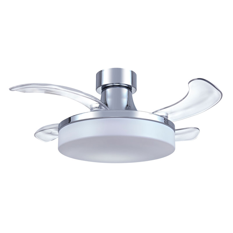 Mya 36" Retractable Blade Ceiling Fan with Light and Remote, Modern Fandelier Ceiling Fan, Patented Design Technology, Stronger Thicker Blades, Chrome