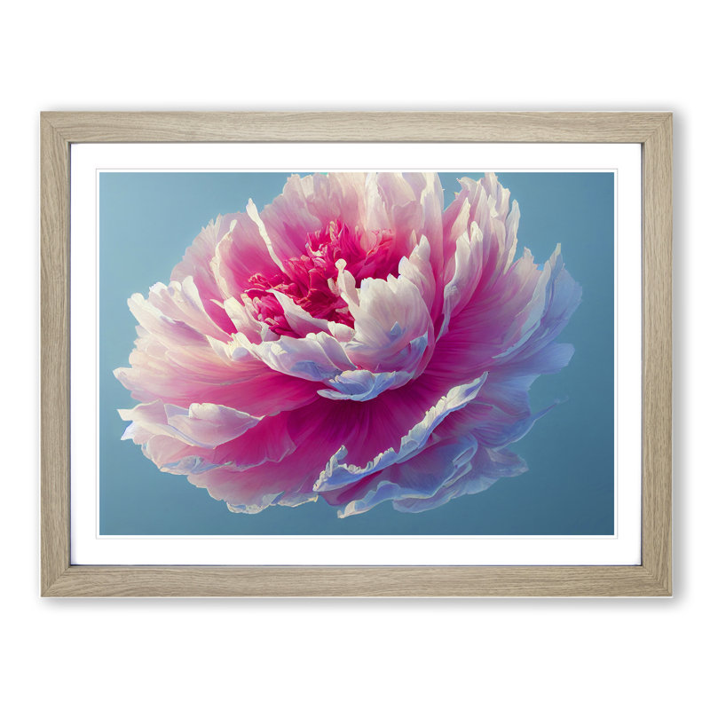 XH1022-6831X Peaceful Peony Flower - Picture Frame Print, 25cm H x 34cm W x 2cm D, Beige