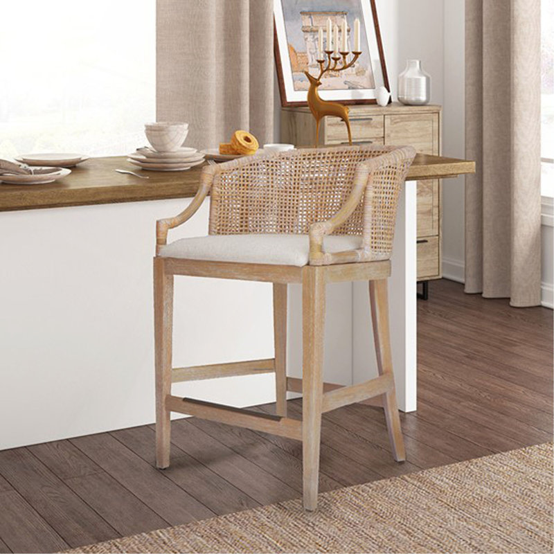 Tabouret de comptoir fabriqué à la main en rotin H 25 po