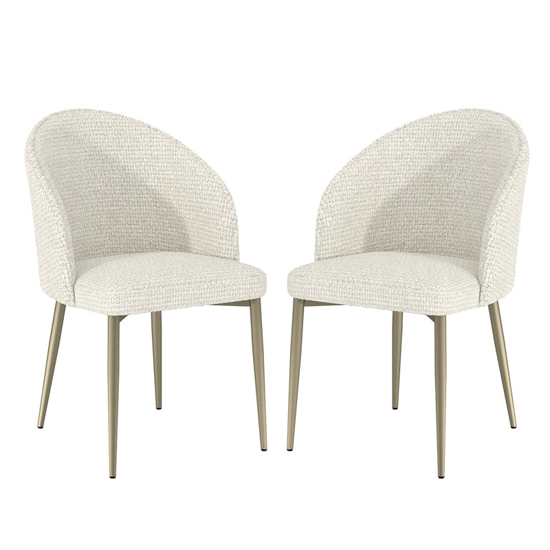 Ensemble de 2 chaises de salle à manger rembourrées avec pieds en métal blanc