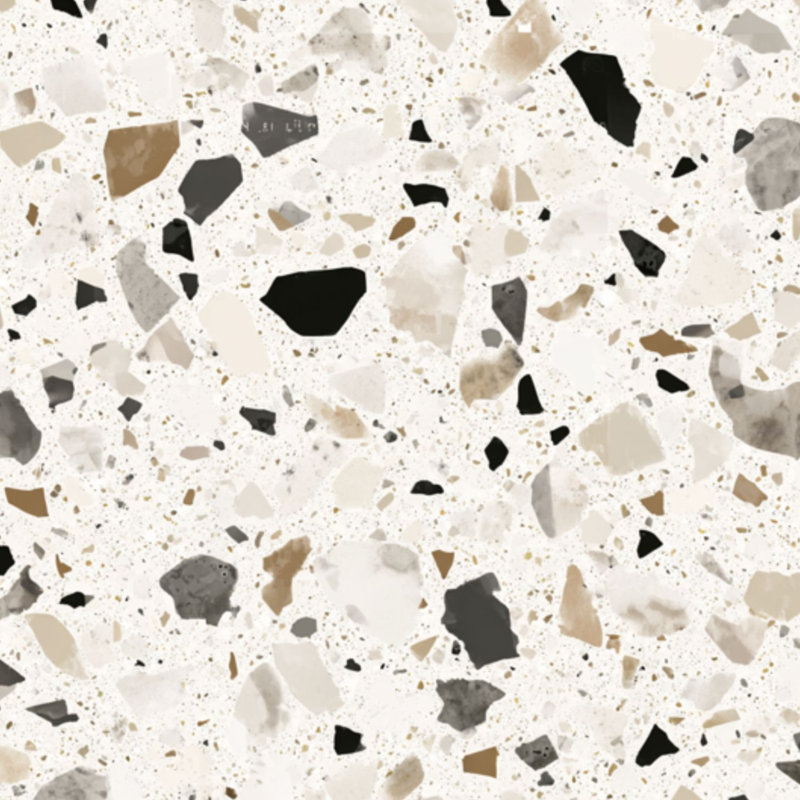 Papier peint adhésif auto-adhésif amovible Terrazzo beige, gris et noir