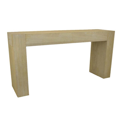 Console, conception en forme de C haute, corps en bois brun clair de 63 pouces