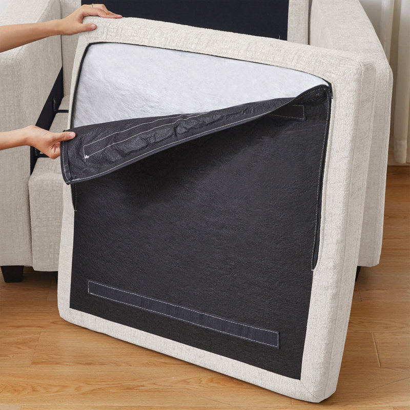 Hymes 29.9'' Wide Chenille Storage Ottoman, White