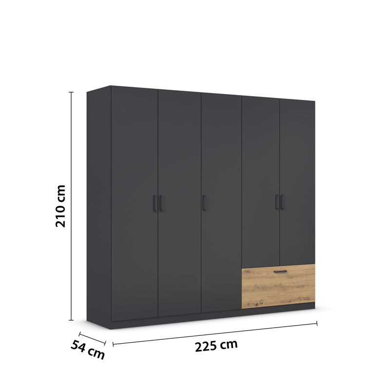 Bari Wardrobe, Gray metallic/Oak artisan