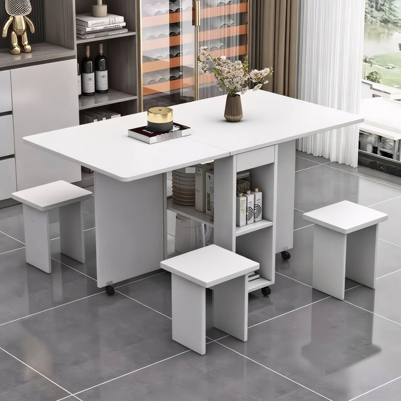 Table de salle à manger 47,2 po x 23,6 po x 30,3 po 47,2 po x 23,6 po x 30,3 po avec 4 chaises et 6 roulettes
