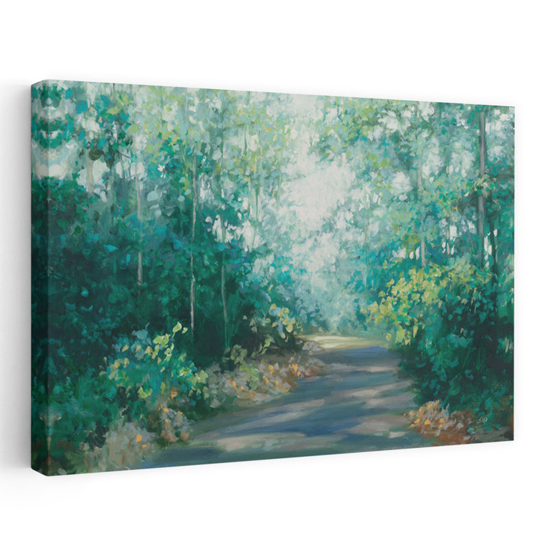 Promenade sereine, paysage contemporain, vert forêt, H 24 po x l 16 po