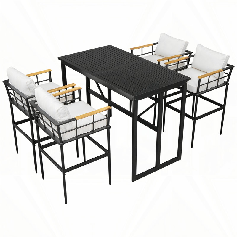 Ensemble repas d'extérieur en fer, Beige