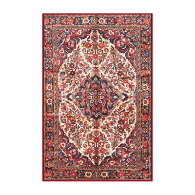 Tapis décoratif rouge à motif oriental Myah