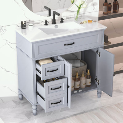 Meuble-lavabo avec lavabo et trois tiroirs