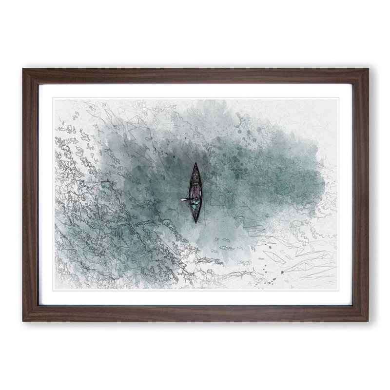 High Above the Boat in Abstract - Picture Frame Graphic Art Print, 48cm H x 65cm W x 2cm D, Walnut Framed