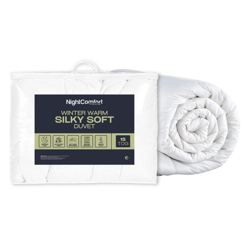 NightComfort Silky Soft Anti-Allergy Winter Warm Microfibre 15 Tog Duvet, Single