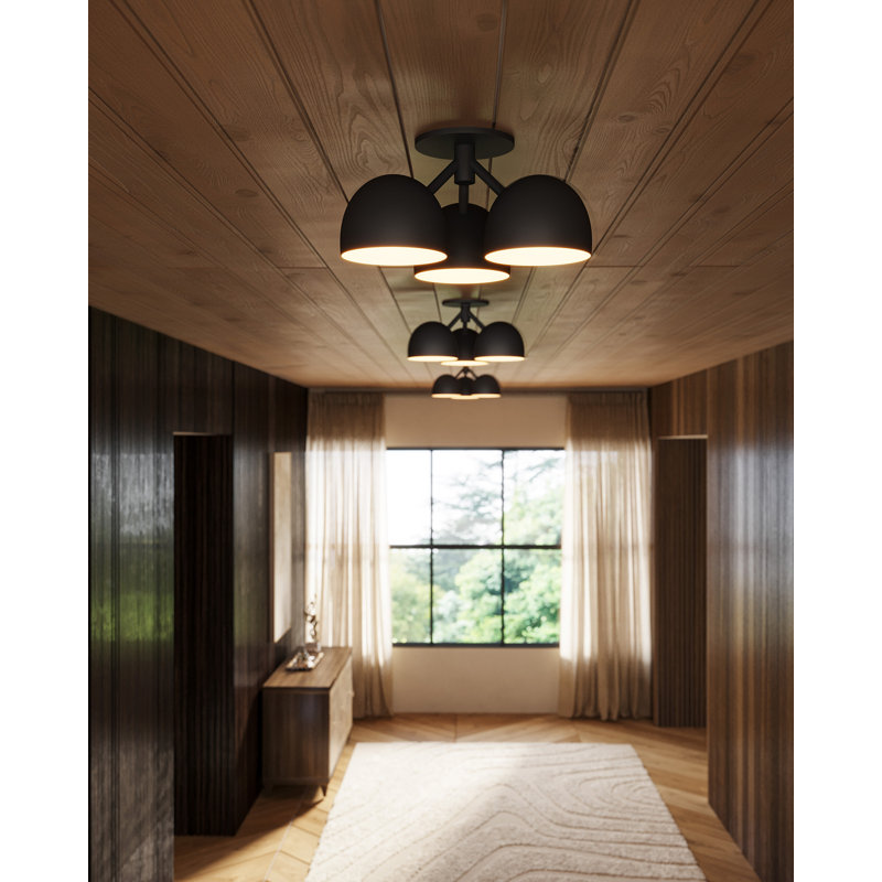 Fosso 17-in Gold Semi-Flush Mount, Matte Black