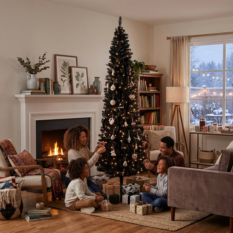 Arbre de Noël artificiel 7 pi avec branches réalistes et 499 pointes, base en plastique