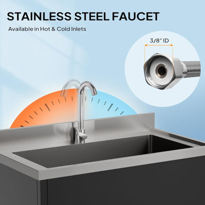Freestanding Stainless Steel Utility Sink Laundry/Kitchen Sink With Faucet & Legs