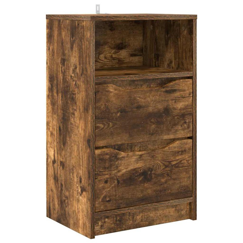 40cm W Manufactured Wood Bedside Table, Smoked Oak