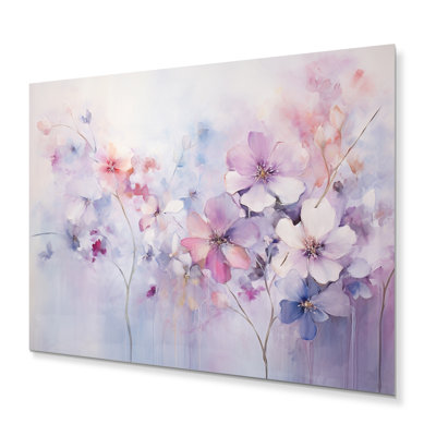 Décoration murale en métal «Purple Dreamy Florals I» - Botanicals abstraits