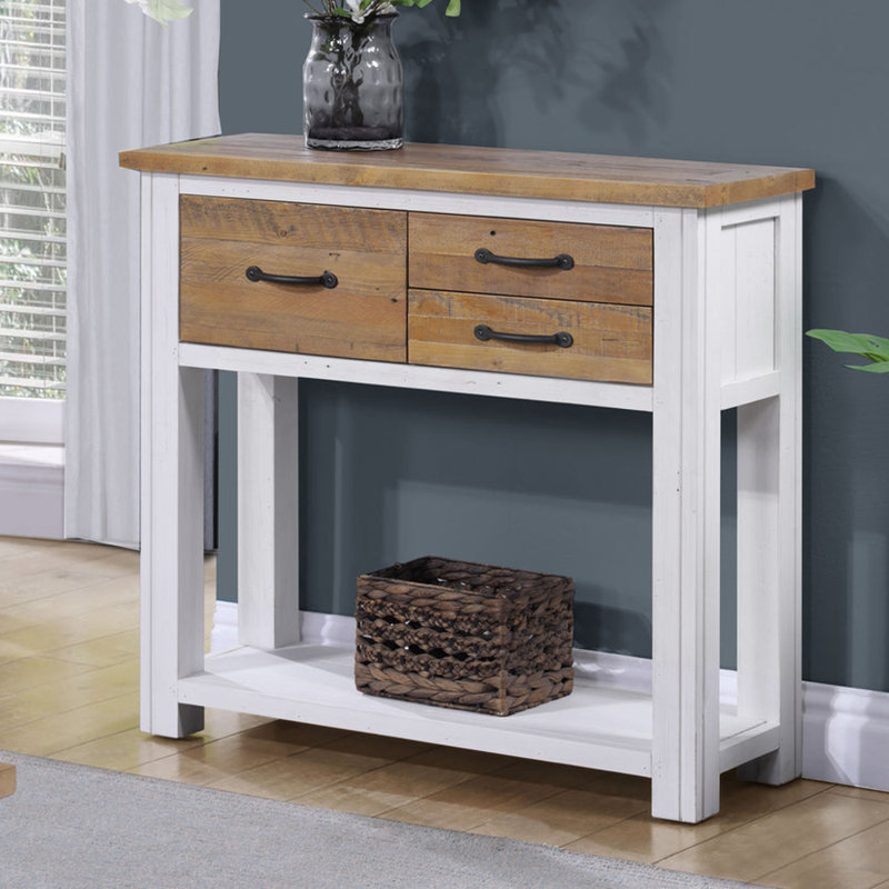 Aneyah Solid Wood Console Table, White