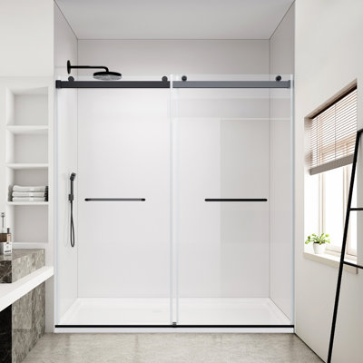 68" - 72" W X 76" H Double Sliding Frameless Shower Door, 5/16" (8Mm) Thickened Sgcc Tempered Glass, Stainless Steel Hardware