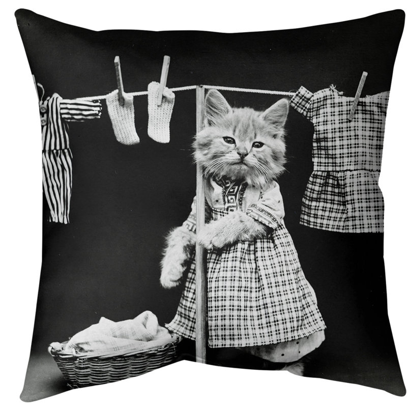 Oreiller pour photo chat à linge, Polyester filé