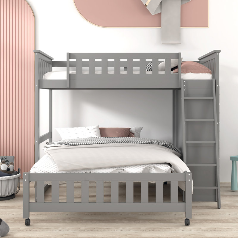 Eyoas Kids Twin Over Full Bunk Bed with Drawers, Grey