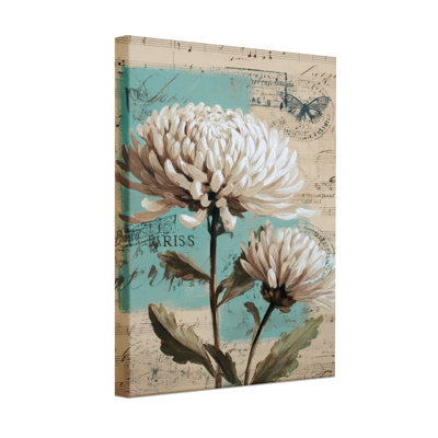 Plantes et fleurs, feuille de musique rétro, timbre de Paris, papillon