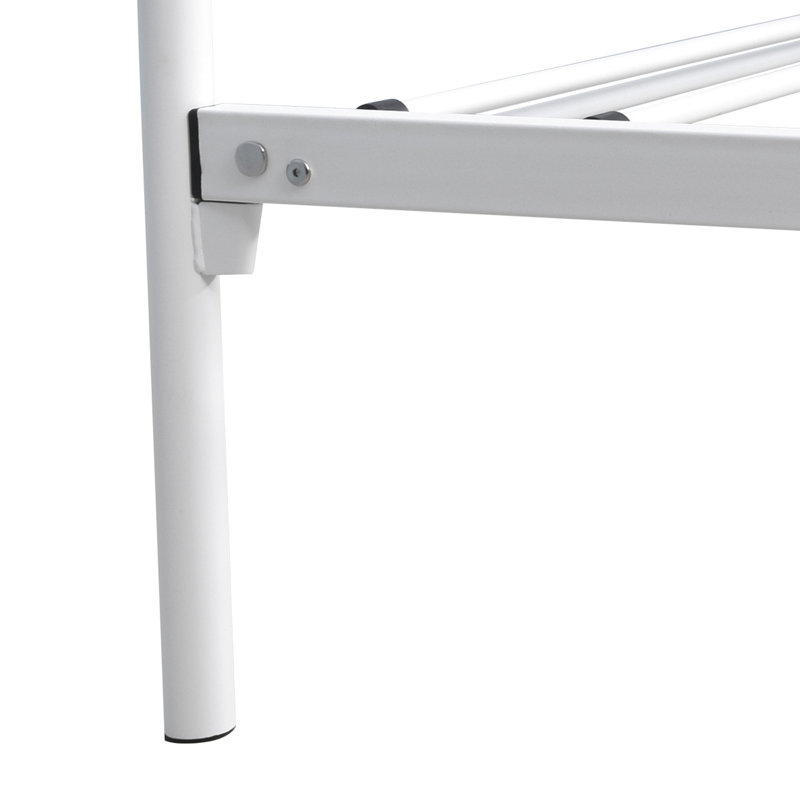 Structure de lit en métal blanc pour lit grand, tête de lit de style victorien et lit plateforme robuste et durable, style, rangement rapide