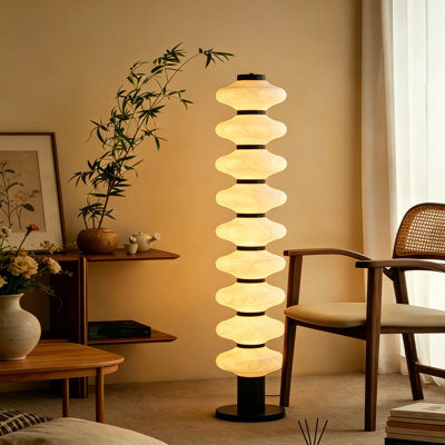 Lampes sur pied blanches et noires en soie et fer sans forme