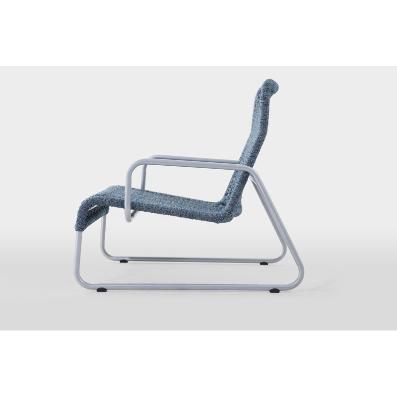 Sunny Outdoor Lounge Chair, Silver, Marine/Titanium Flat Ropetek