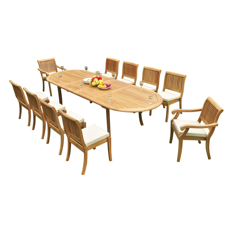 Arbor Outdoor 13 - Piece Teak Dining Set, 10, 117" L x 40" W x 31" H