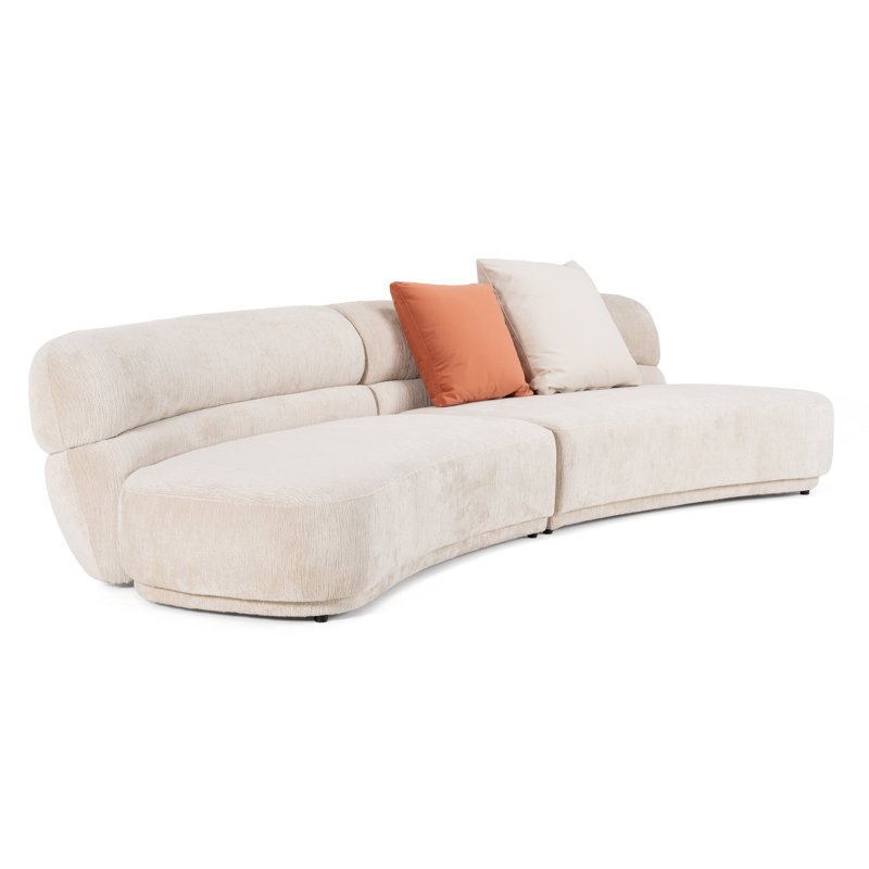 Knight - Canapé modulaire incurvé en tissu beige moderne
