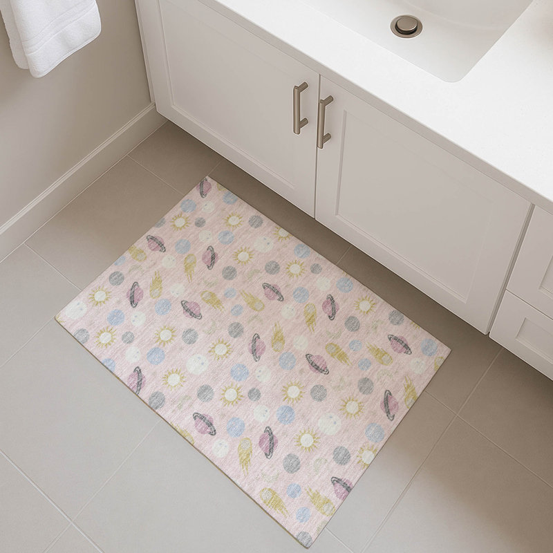 Machine Washable Indoor/Outdoor Chantille ACN2581 Kids Rug, 1'8" x 2'6", Pink