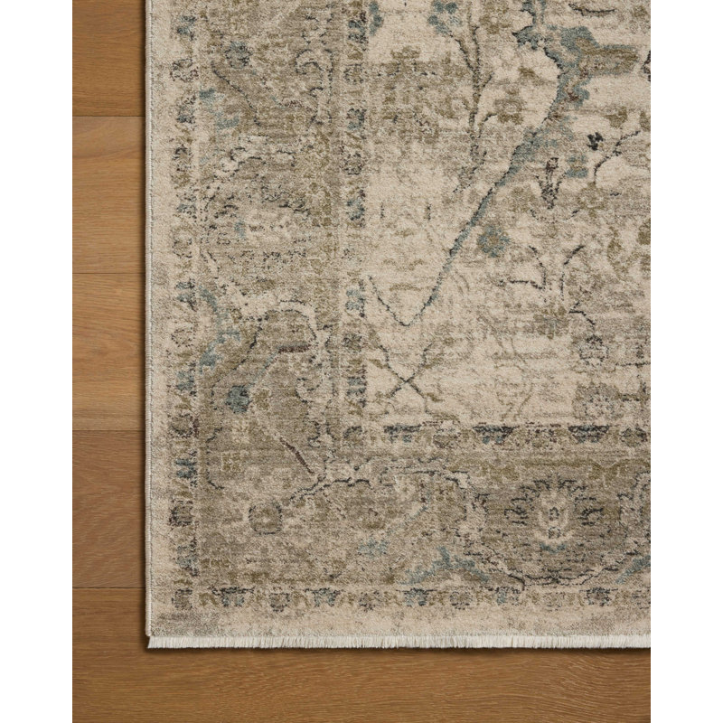 Loloi Soraya Ivory / Sage Traditional Area Rug, Square 1'6"