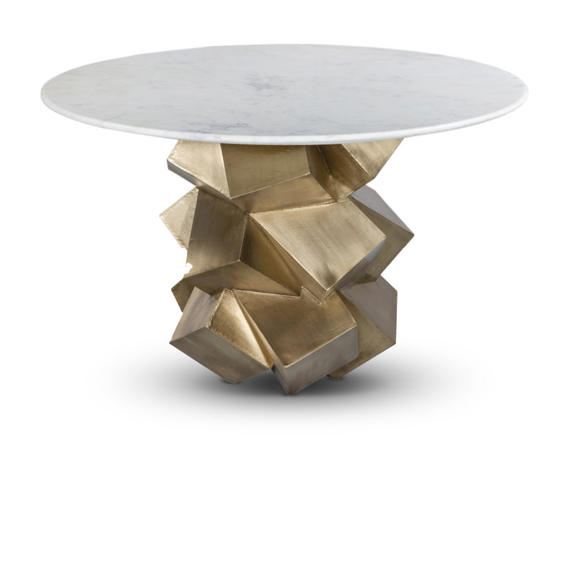 Walker 48" Pedestal Dining Table, Gold