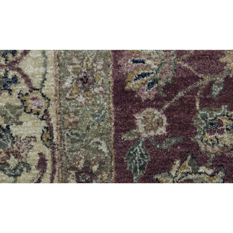 Mountain King Wool Oriental Area Rug in Rust/Ivory/Green