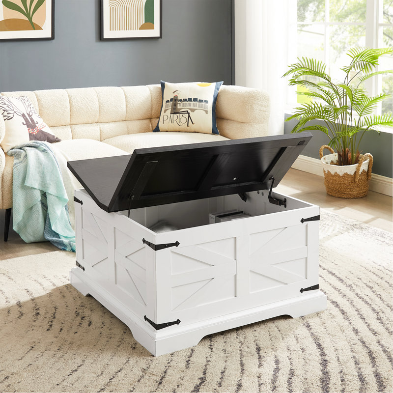 Table basse et table de bout Farmhouse, Plateau noir / base blanche