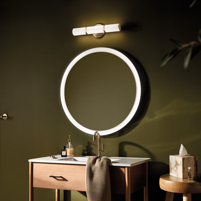 Applique murale Kichler Rosh Champagne Bronze 18 pouces à DEL 5 CCT avec abat-jour en verre blanc