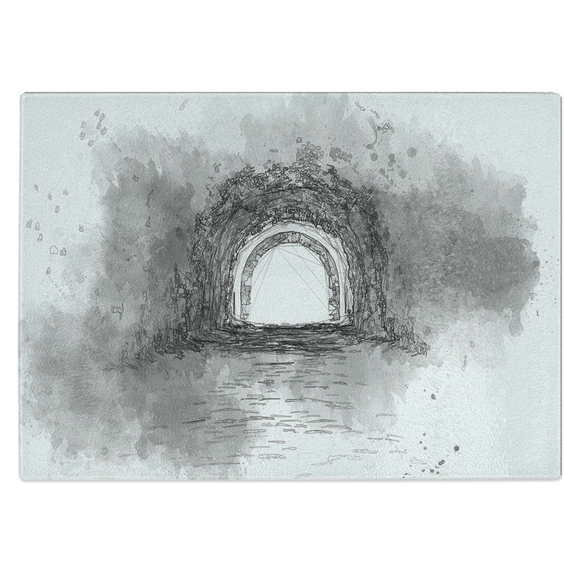 Tempered Glass Brick Tunnel Chopping Board, 39 cm W x 28.5 cm L