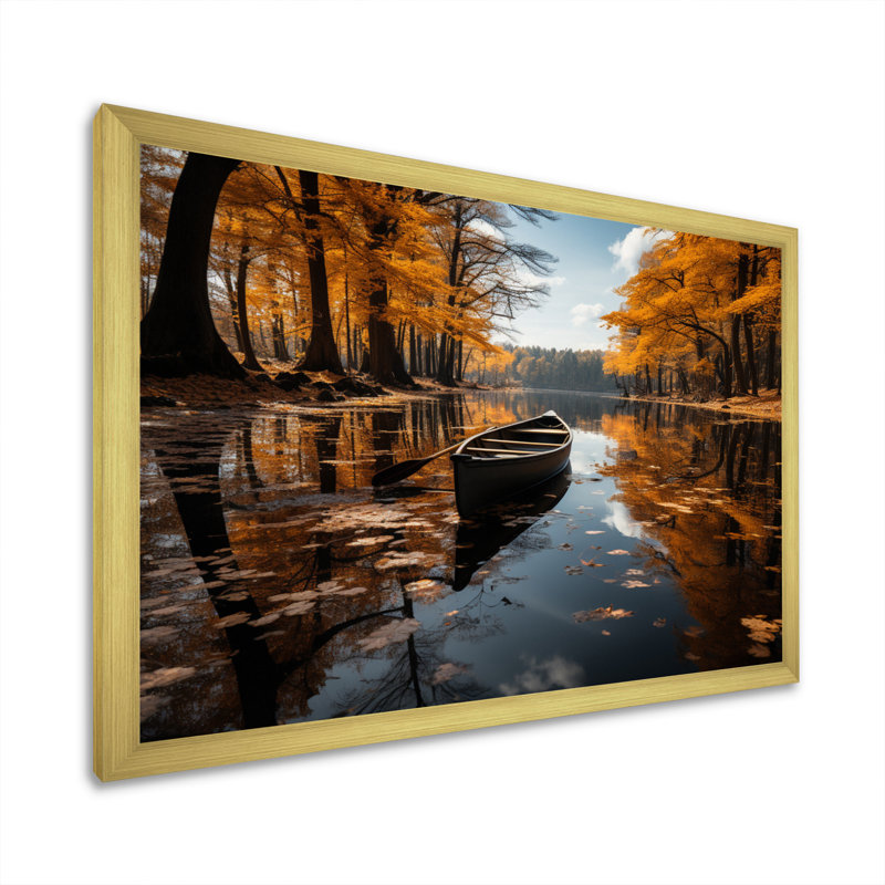 Bergeman Golden Lake Forest - reproduction, H 24 po x l 32 po x P 1 po, Cadre doré simple
