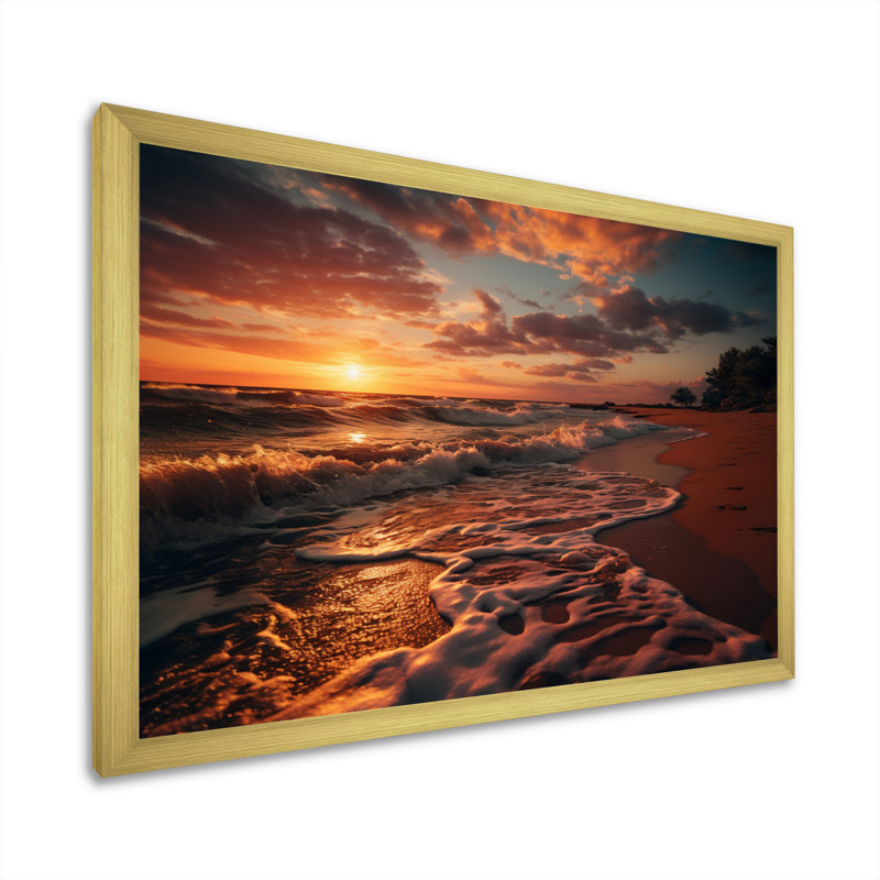 Tecopa " Golden Sands A Mesmerizing IV " Mixed Media Print, H 24 po x l 32 po, Cadre doré à une seule photo