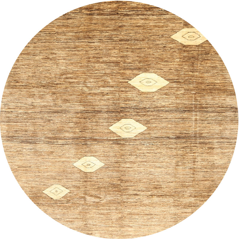 Tapis brun contemporain, Rond 5 pi