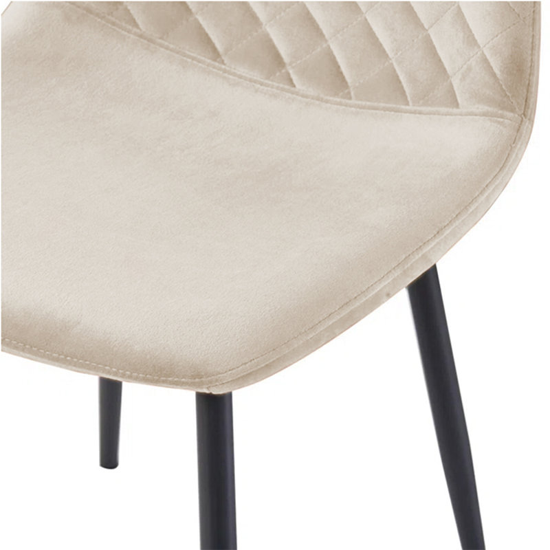 Brienna Velvet Upholstered Armless Dining Chair, Black, Beige Velvet
