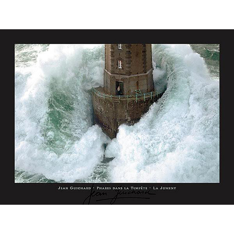 La Jument Phares Dans La Tempete par Jean Guichard - reproduction de photo sur papier sans cadre